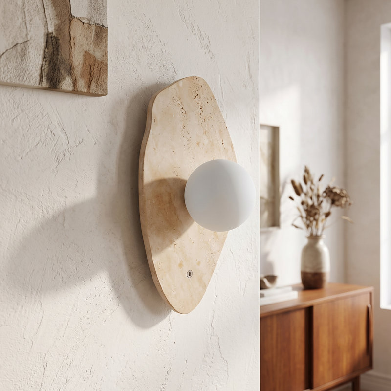 Organic Travertine Plug-In Wall Light