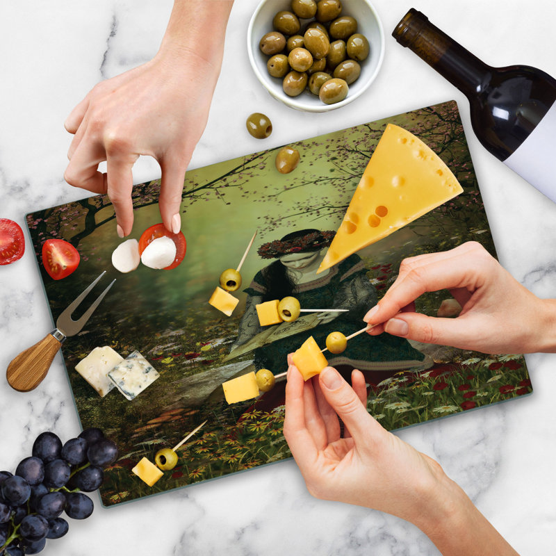Ambesonne Medieval Cutting Board Large Size Lady with Book Multicolor
