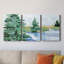 Evergreen Lake I - Toile tendue avec châssis de qualité supérieure - Prêt à être accroché-301977327