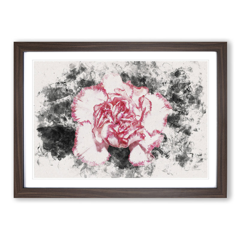 Pink Carnation Flower - Picture Frame Painting Print, Walnut Framed, 45cm H x 63cm W x 2cm D