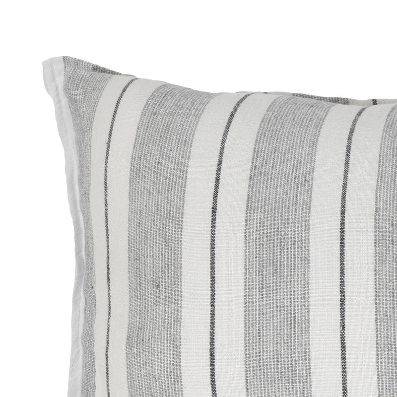 Laguna Striped Feather Reversible Throw Pillow, Grey/Charcoal
