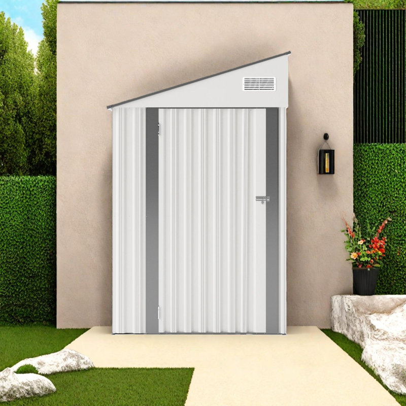 Remise de rangement bicolore optionnelle avec porte à charnière simple et film protecteur, Blanc