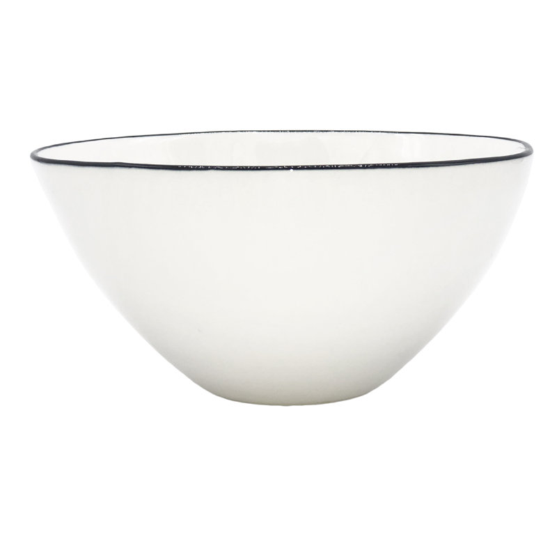 Canvas Home Abbesses Colored Rim Porcelain Cereal Bowl 20oz, Black