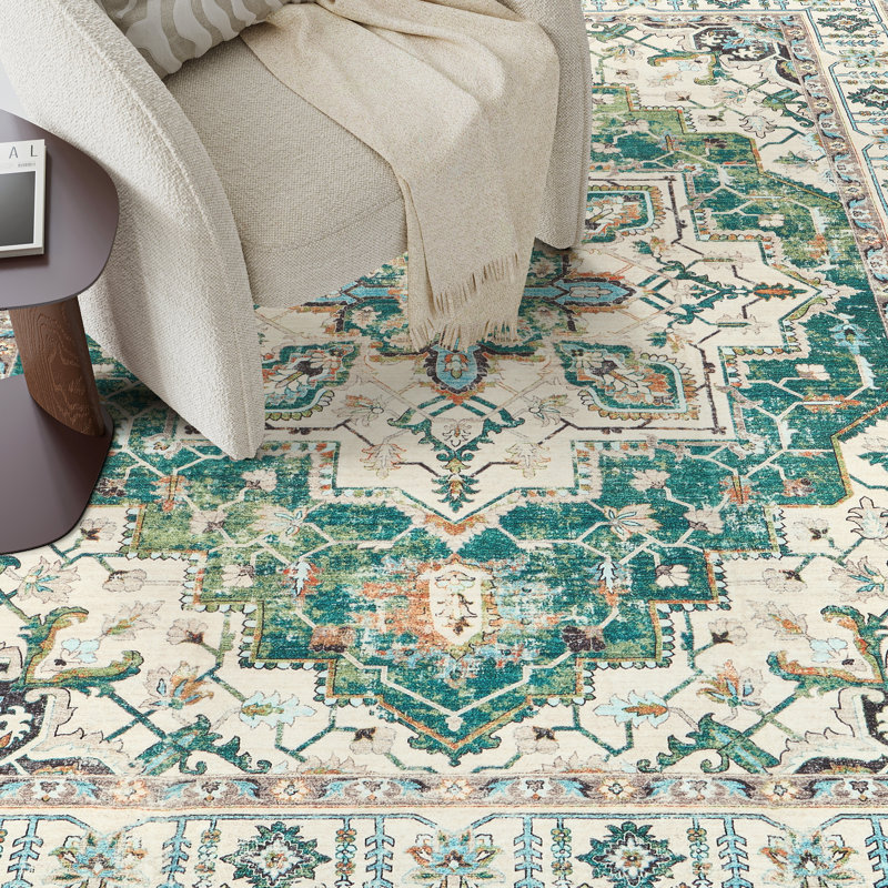 Tapis antidérapant Malila, Rectangulaire 8 pi x 10 pi, Vert