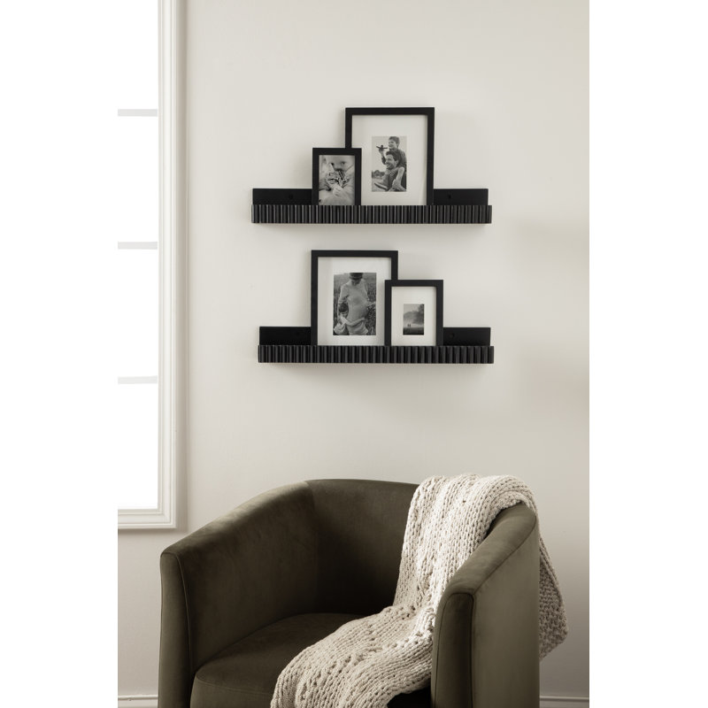 Two-Piece Picture Ledge Shelf Set, Black