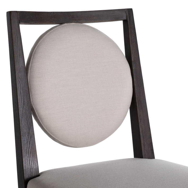 Josy Fabric King Louis Back Side Chair in Cerused Ash/Ivory Beige