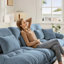 Canapé modulaire 4 places à assise profonde et canapé modulaire, canapé en chenille Canapé rembourré confortable pour salon, appartement, studio, bureau, chenille-1540347048-1540347094-1540347092