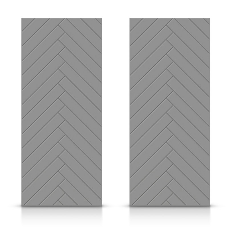 Portes de placard coulissantes à panneaux en bois manufacturé, Gris clair, 84 po x 84 po