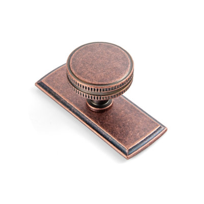 Poignée ronde en forme d'engrenage de 1,26 po de diamètre avec plaque noire (G011)