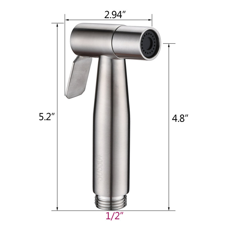 Handheld Bidet - Stainless Steel, Adjustable Water Flow, Easy To Install, For Toilet, Bathroom Hygiene, And Cloth Diaper Cleaning Spray , Leak, With 4.92Ft Hose, Ideal Diaper, Pet