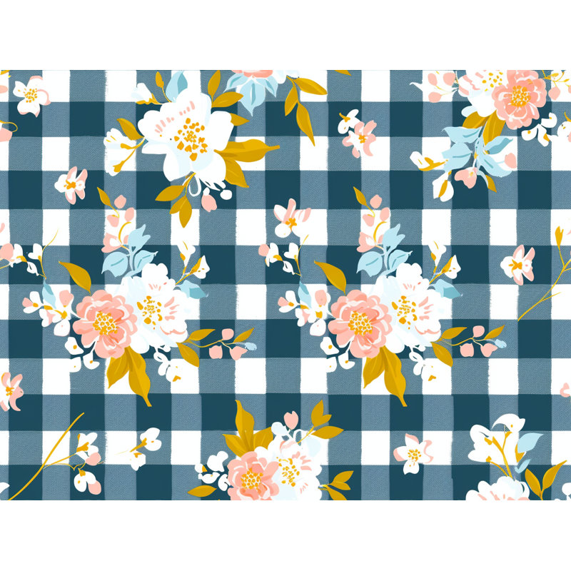 Rideaux de fenêtre à motif floral carrés de fleurs - 2 panneaux, L 56 po x L 80 po