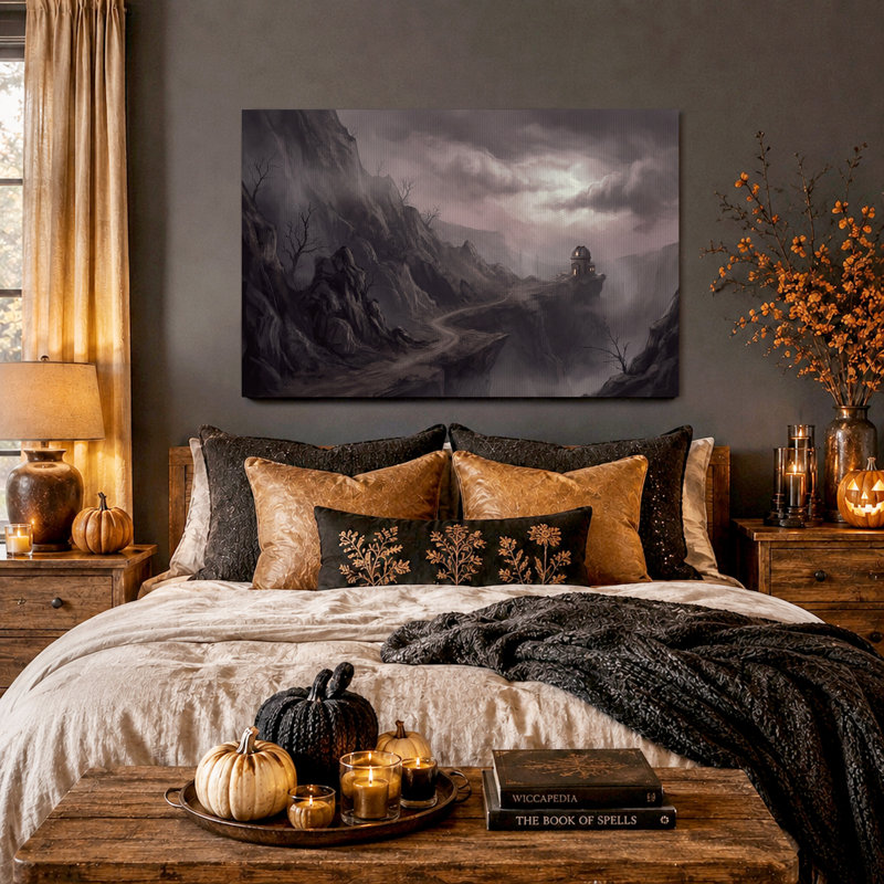 Art mural sur toile Misty Winding Path to Cliffside, H 16 po x l 24 po