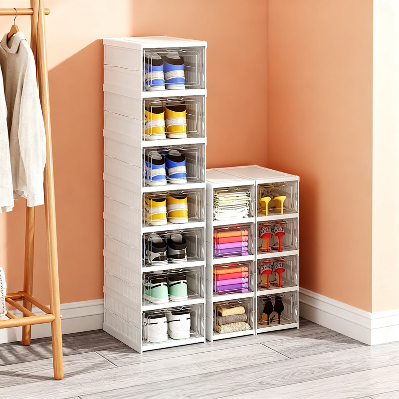 Rangement pour chaussures, bacs à chaussures pliables, pliables et pliables, taille 12, boîte 6 (blanc)