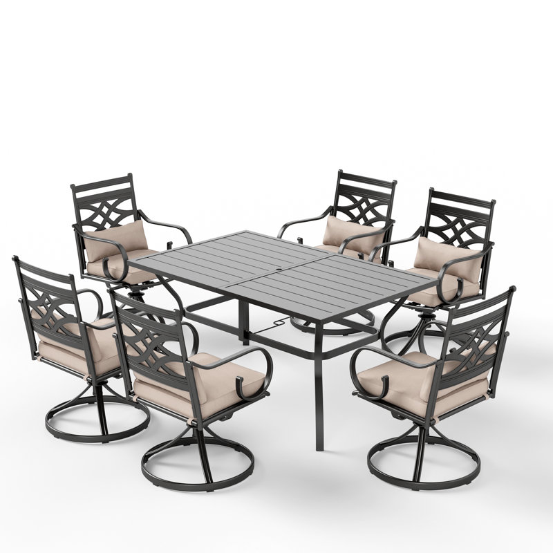Alyah 6 - Person Patio Dining Set with Rectangular Table , Cushions Included
