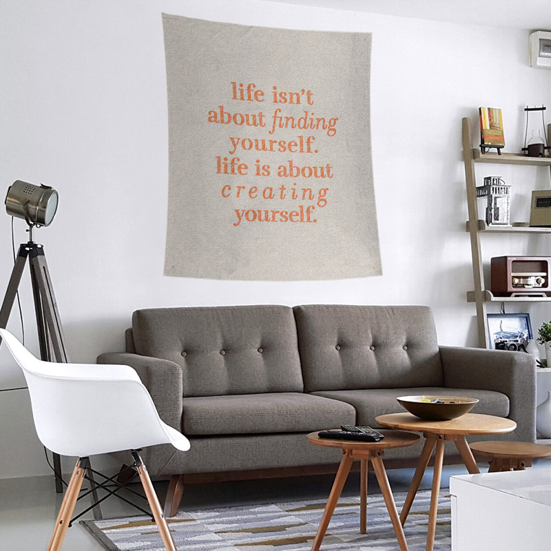 Tapisserie en polyester à créer vous-même quote, Blanc / orange, H 60 po x l 51 po