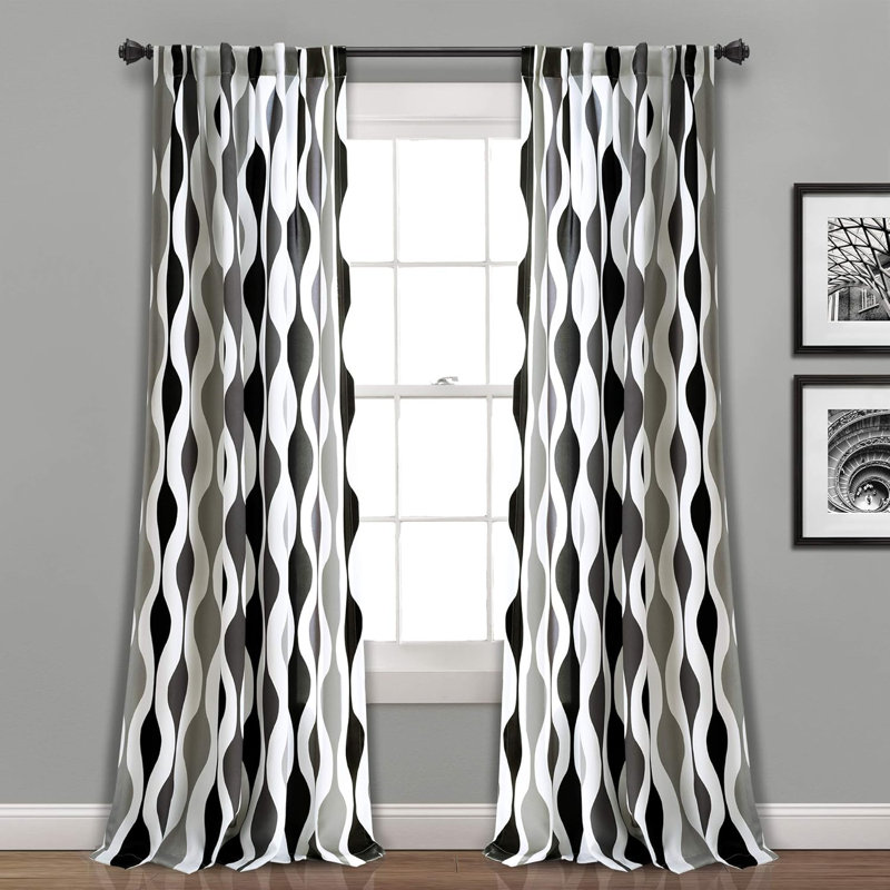 Panneau de rideau filtrant la lumière, Noir / blanc