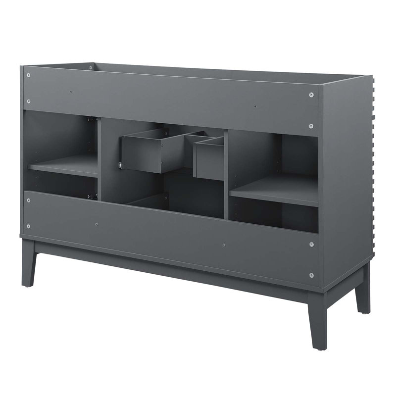 Gray 48" Mid-Century Modern Single Bathroom Vanity Cabinet