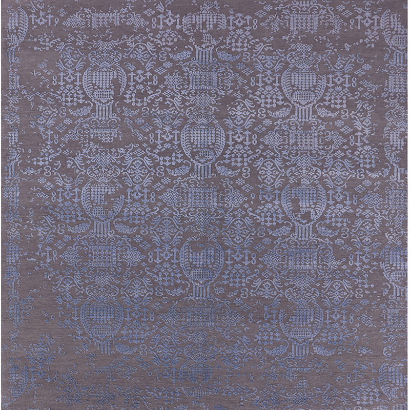 Tapis oriental bleu / gris Guilden, Carré 4 pi