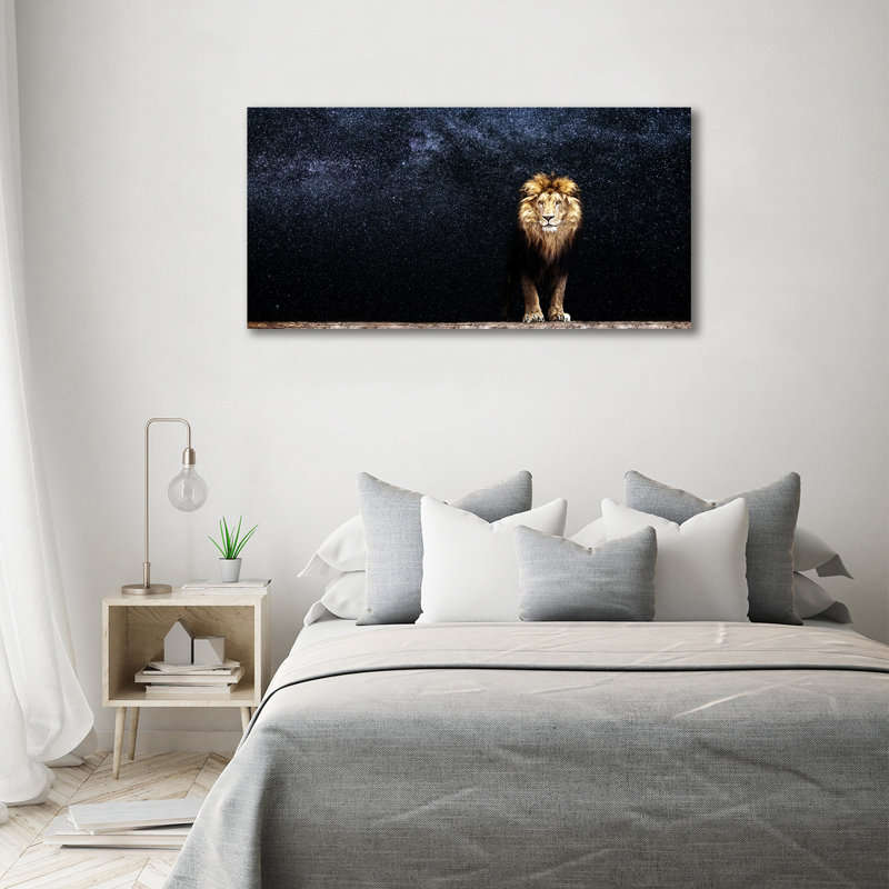 A Lion On The Background Of Stars - Wrapped Canvas Print