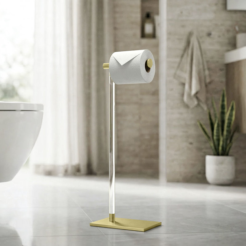 Porte-papier hygiénique autoportant avec base lestée 21,25 po Latitude II | Support de rouleau de papier hygiénique en acrylique
