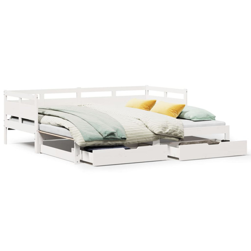 Wichita Solid Wood Daybed with Trundle, Single (3'), White
