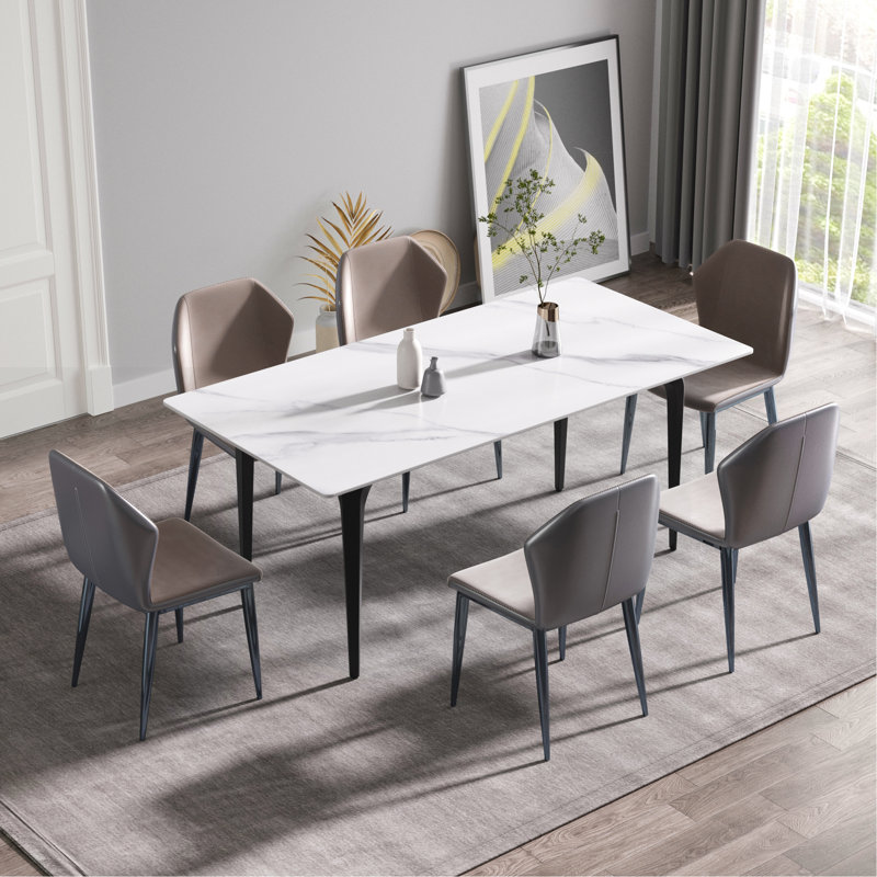 Table de salle à manger Modern Stone, H 29,53 po x L 35,43 po x l 70,87 po