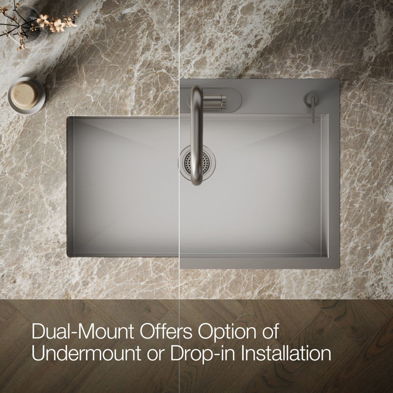 Vault™ 33" L x 22" W Top Mount/Under Mount Large Single Bowl Kitchen Sink, 4 Hole