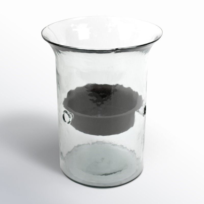  Glass Candle Cylinder with Rustic Insert – 11" Small Height, 11" H x 7" W x 7" D