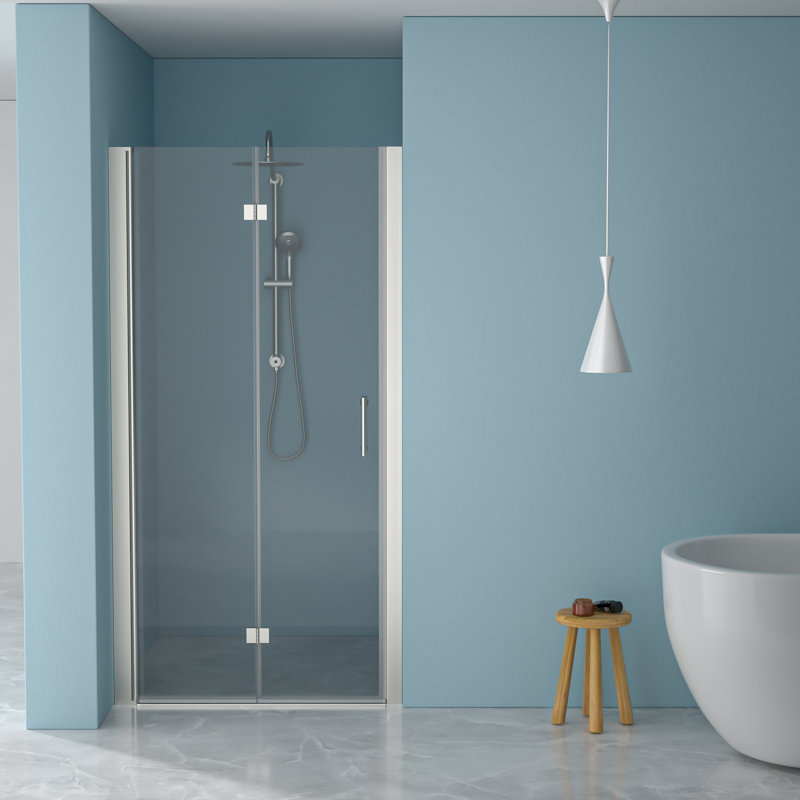 Porte de douche avec verre trempé l 34 po x H 72 po, nickel brossé - peu encombrant, réglable, verre à finition fine H 72 po, caractéristique charmante