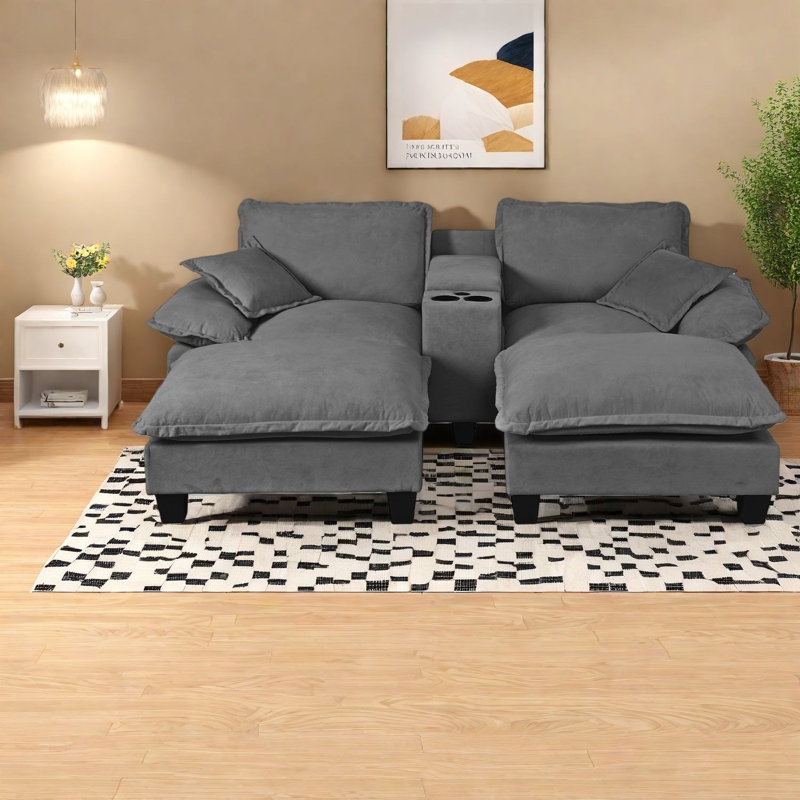 Canapés modulaires multifonctionnels, mélange de chenille pour la vie moderne, gris