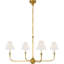 Piaf Chain Hung Chandelier in Hand-Rubbed Antique Brass with Linen Shade-924166751