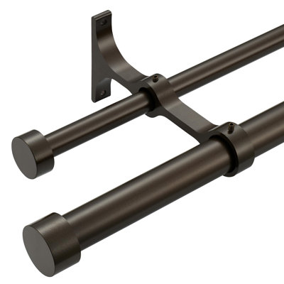 Tringles à rideaux doubles avec embout en aluminium et supports de bordure complets