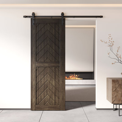Porte de grange en bois de pin fini ébène et non assemblé Homacer 4-en-1 Homacer (usage intérieur seulement)