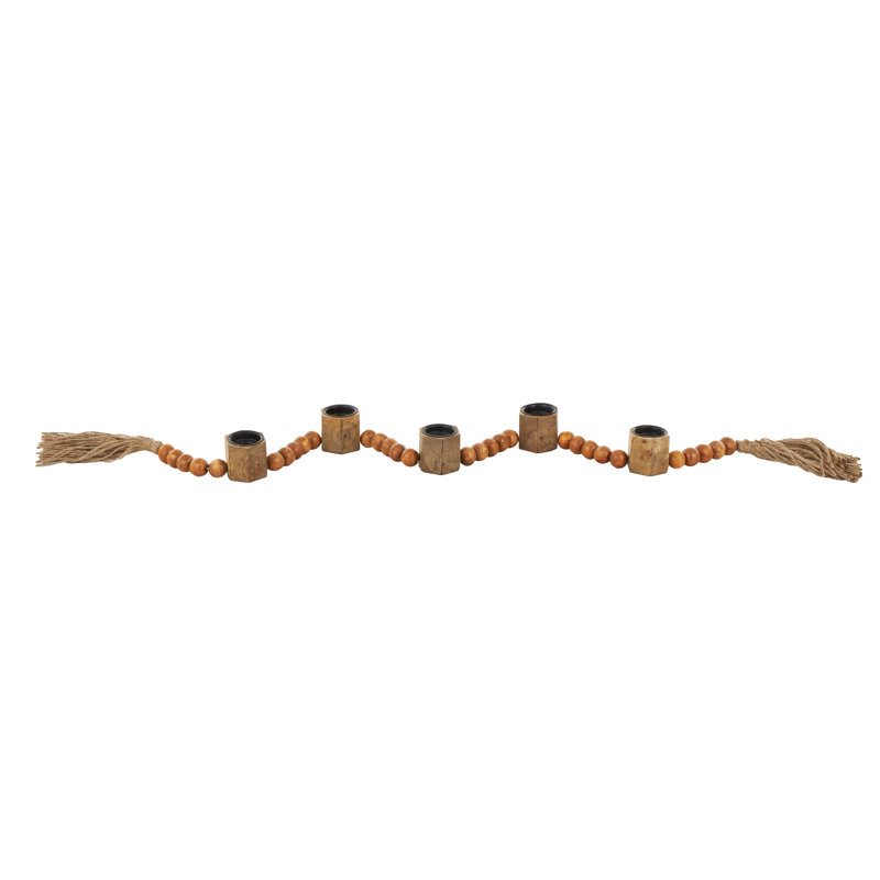 Porte-bougie brun avec guirlande Mango, H 2 po x l 45 po x P 1,8 po
