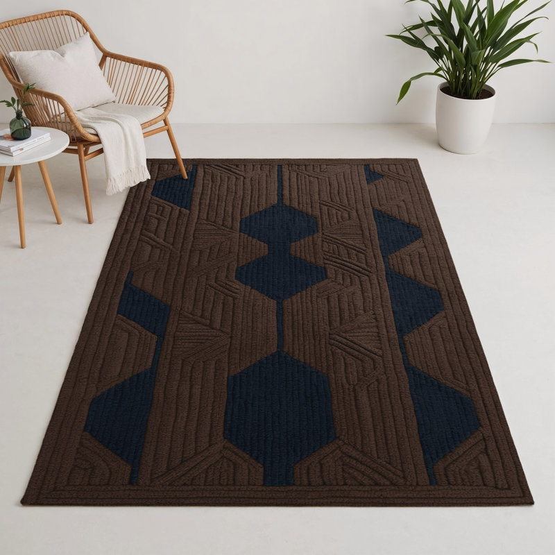 Tapis brun intérieur et extérieur Trellis, Rectangulaire 3 pi x 5 pi