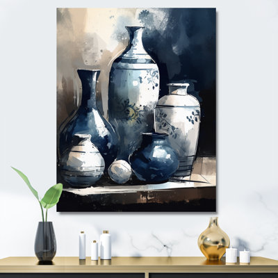 Kapria " Blue And Cream Bohemian Vibes Pottery V "