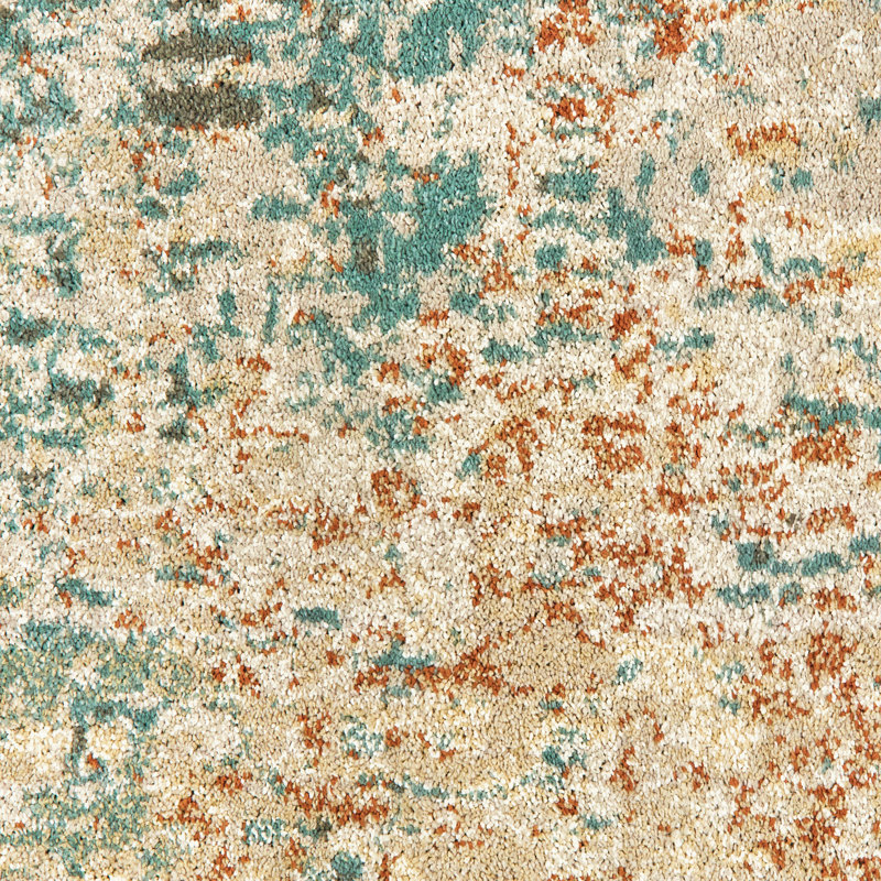 Tapis abstrait bleu / orange Ernie, Tapis de couloir 2 pi 3 po x 7 pi 6 po