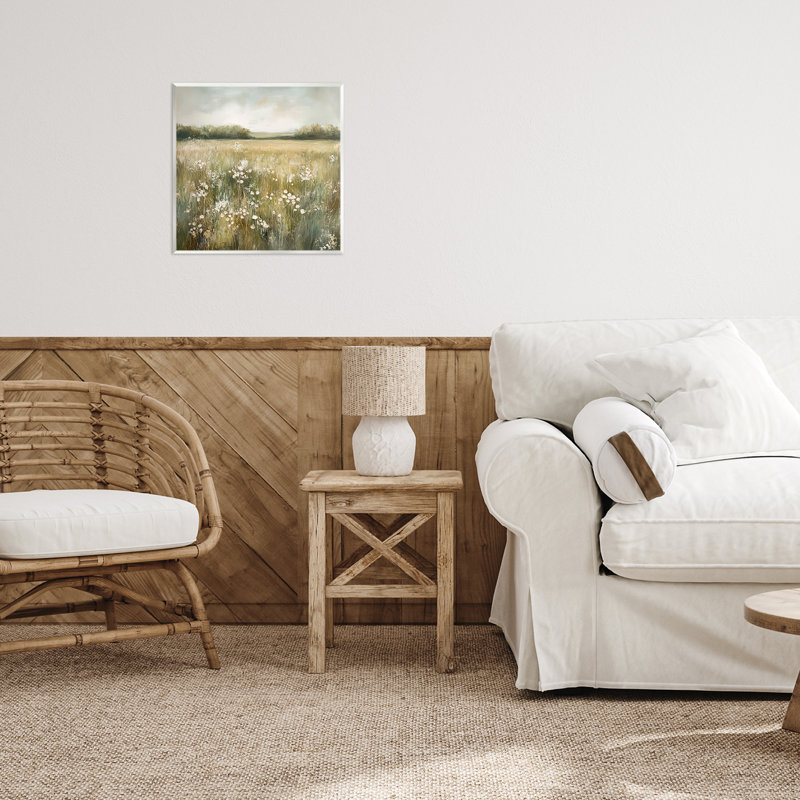 Plaque murale neutre champ de fleurs, design par Petal Prints Design