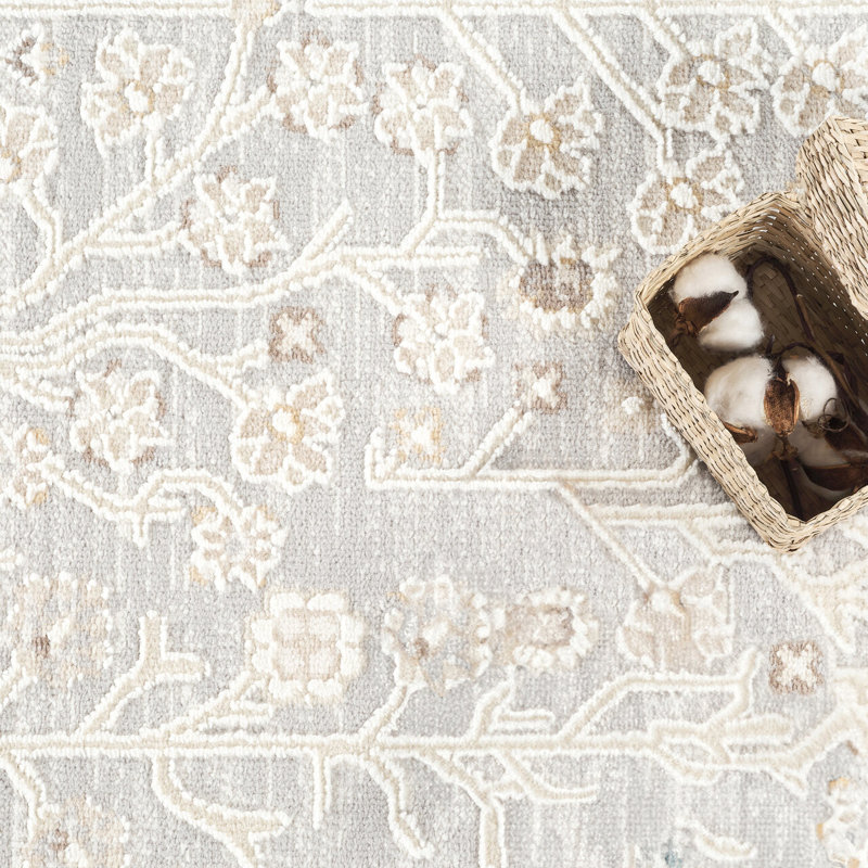 Abani Rugs Verona VER100A Traditional Light Grey Cream Vintage Floral Botanical Area Rug, Rectangle 7'9" x 10'2"