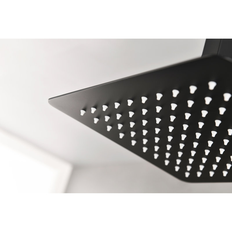 High Rain Shower Head - 304 Stainless Steel Thin Waterfall With Self Nozzles, Matte Black, Full Body Covering, Works American Standard And Universal Arm Connections All Arms Compatible