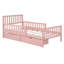 Twin Wood Platform Bed with Guardrails on Both Sides and Two Storage Drawers
