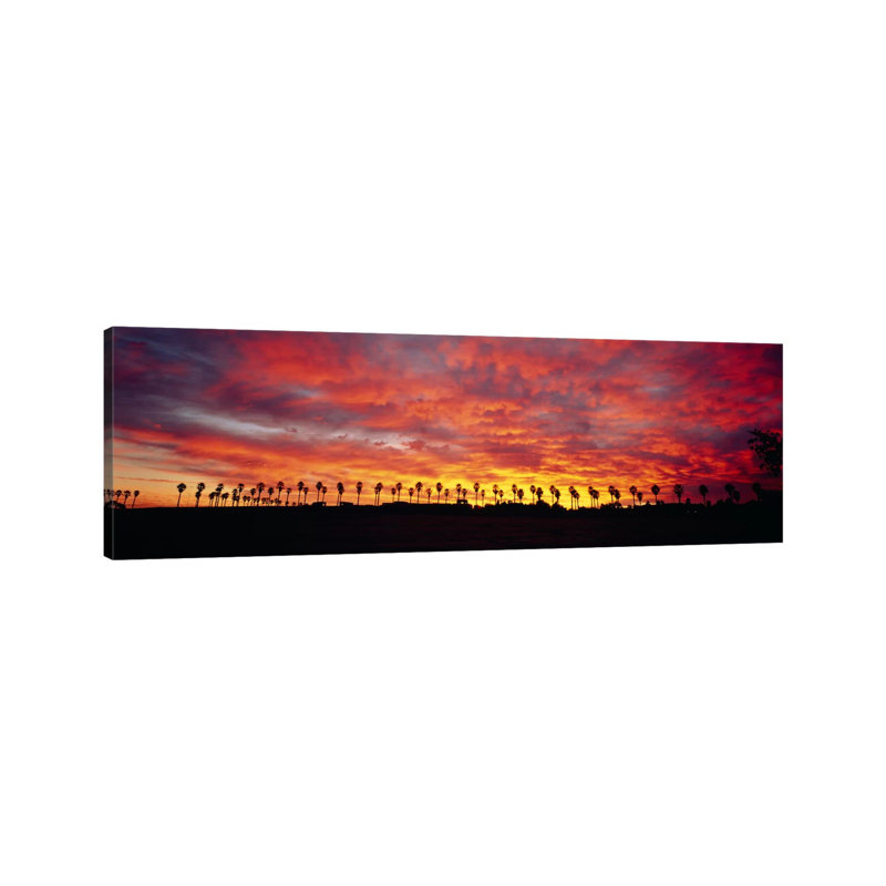 Silhouette Of Palm Trees At Sunrise, San Diego, San Diego County, California, USA by Panoramic Images - Wrapped Canvas Panoramic Gallery-Wrapped Canvas Giclée