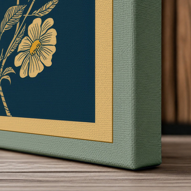 Golden Study Botanical - Wrapped Canvas, 24x16 - 61.0 x 40.6 cm, Sage Border