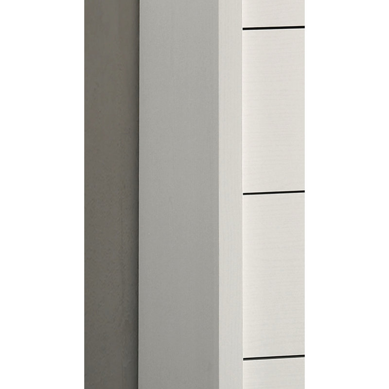 Commode 4 tiroirs avec poignées argentées Celeste, Blanc