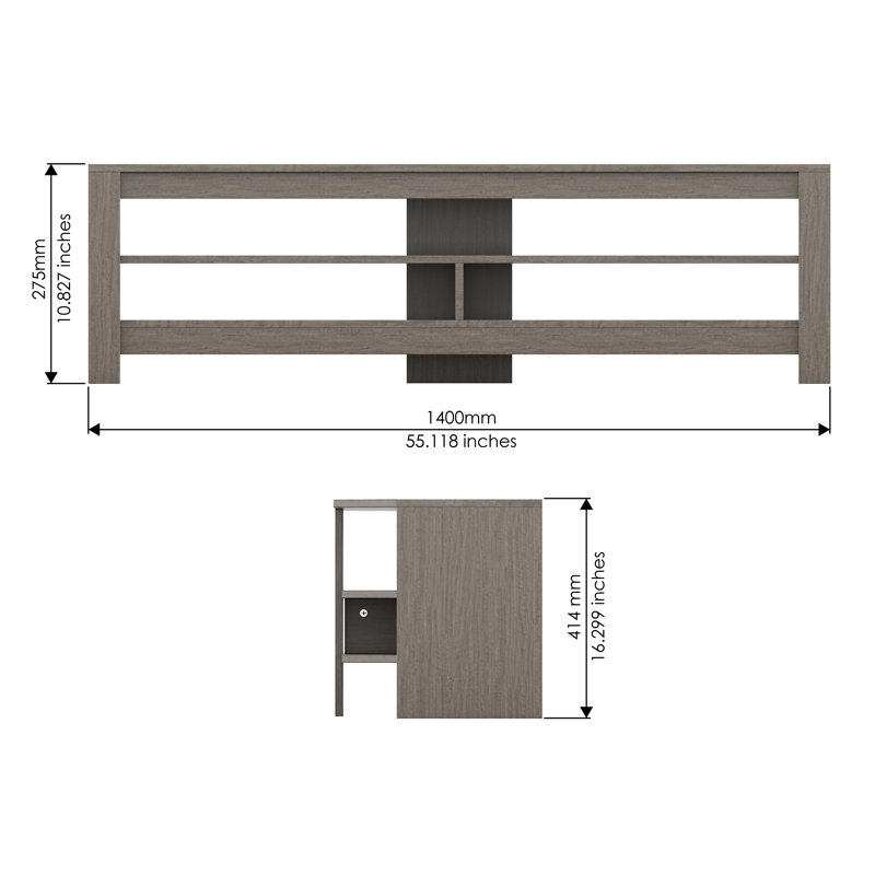 Aquene Corner TV Stand for TVs up to 65", 16.3"H x 55.1”L x 15.55”W, Grey