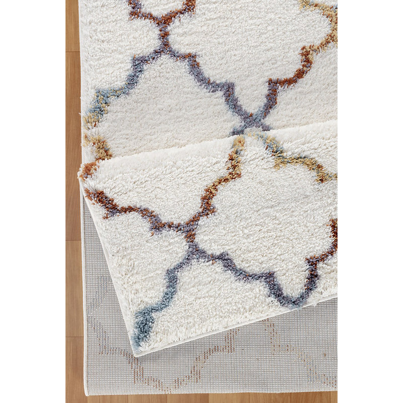 Loft Shag Ivory  Shaggy Area Rug, Rectangle 5'3" x 7'
