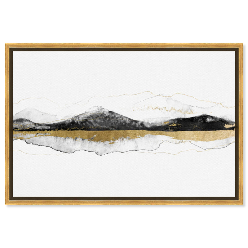 Abstrait derrière ces montagnes - reproduction d'art sur toile, H 20 po x l 30 po x P 1,5 po, Encadrement doré
