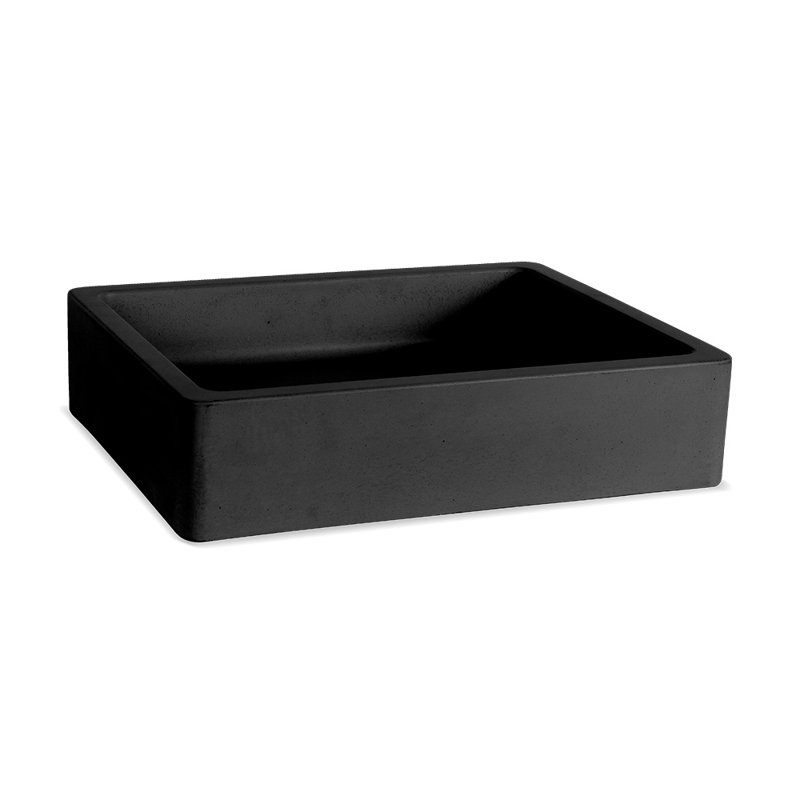Newterra Handmade Rectangular Vessel Bathroom Sink, Charcoal