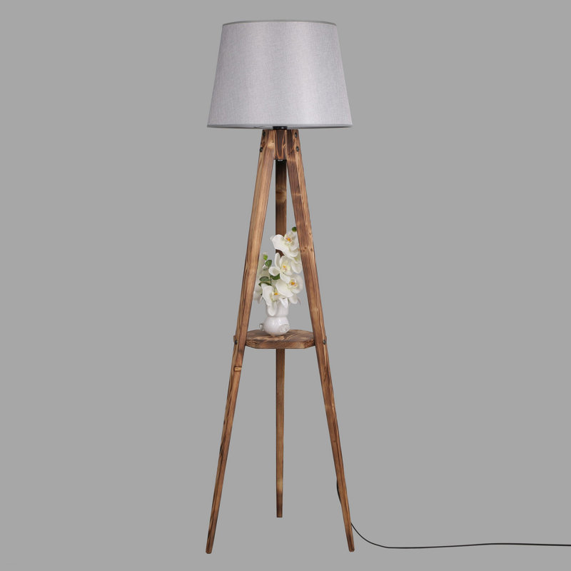 Ellison 160cm Tray Table Floor Lamp, Grey, Brown