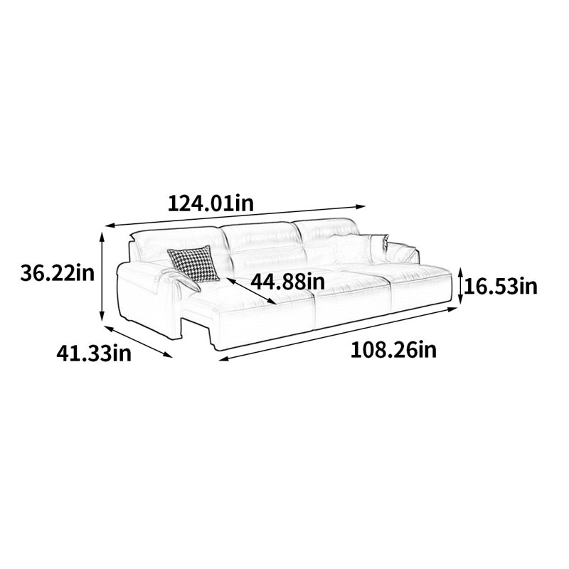Canapé électrique télescopique haut de gamme, 3, H 36,22 po x l 124,01 po x P 41,33 po